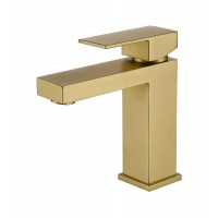 Lever Handles Lavatory Faucet Modern Brushed Gold Single Hole Bathroom Faucet