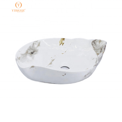 Luxury Oval White Ceramic Countertop Sinks Solid Surface Wash Basin Bathroom Sink For Sanitary Ware