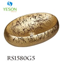 RS1580G5 Bathroom designs solid surface porcelain golden washing basins