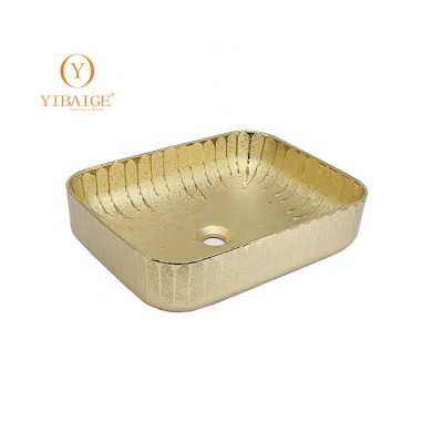 Fashion design bathroom ceramic counter top wash basin rectangular wash basin