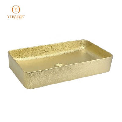 New style rectangular electroplate color lavabo bathroom ceramic wash art basin