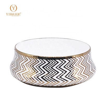 Hot selling electroplate color lavabo round bathroom ceramic wash art basin